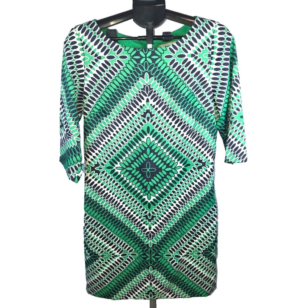 Banana Republic Green Black White Career Knee Length Dress Size 10